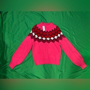 Ann Taylor Pink and Red Geometric Sweater size XS- Flaw